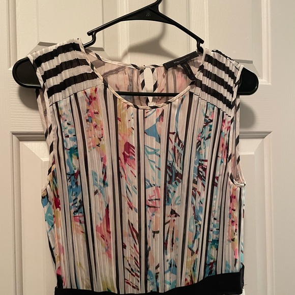 BCBGMaxAzria mixed print pleated fit and flare dress. small. - Picture 7 of 17